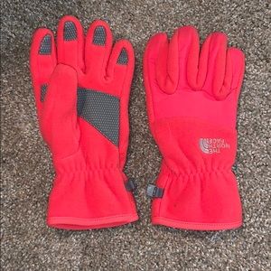Pink North Face gloves